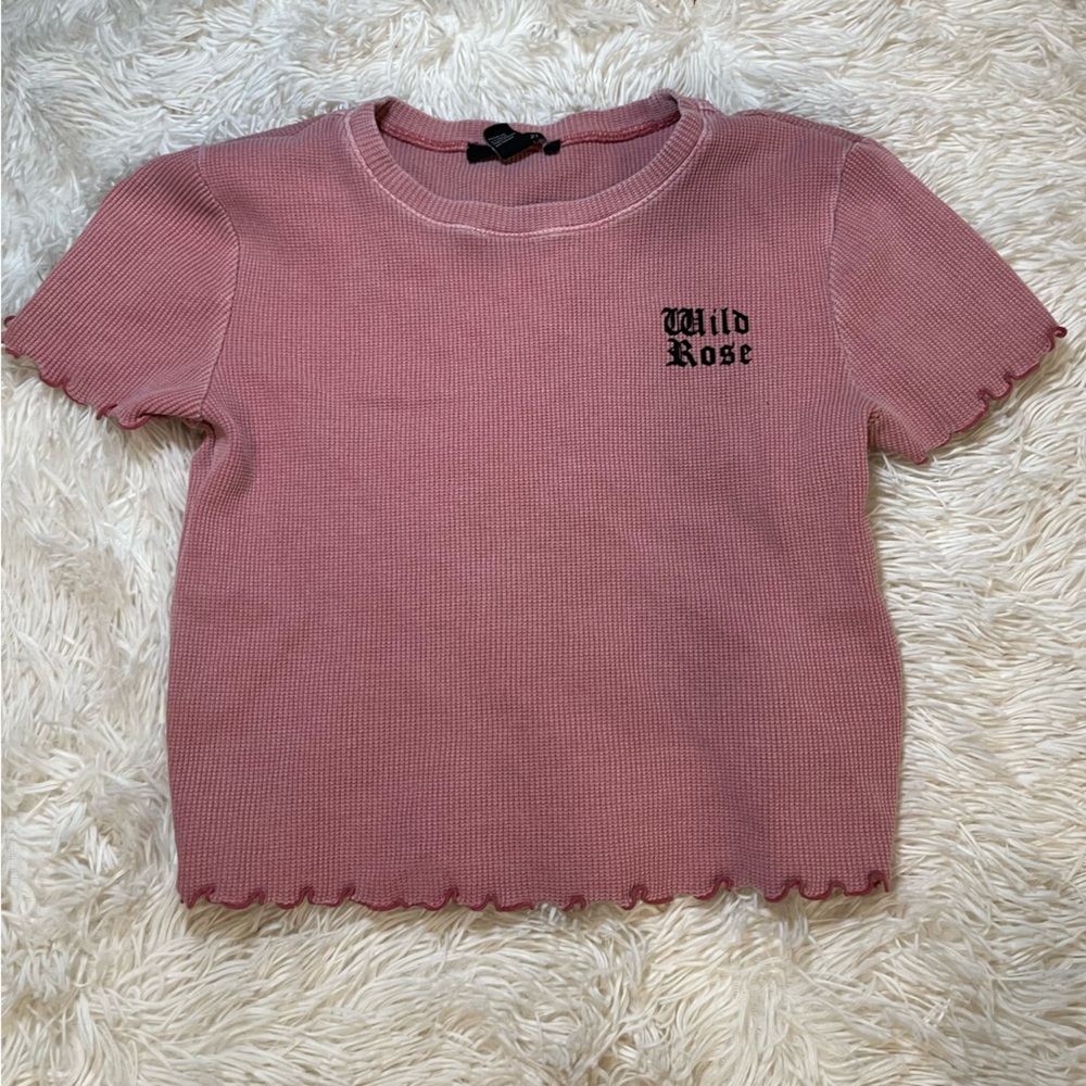 Pink Crop Top, Lettuce Edge sleeves